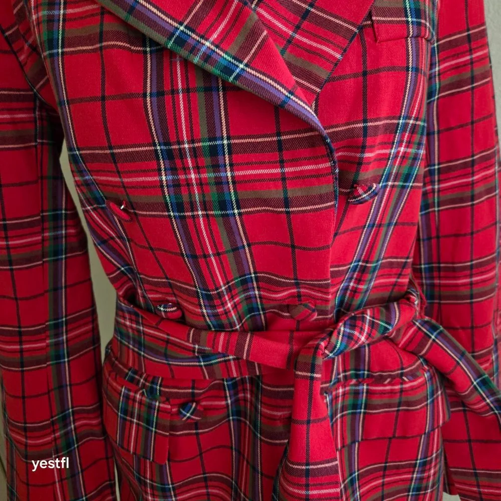 L'Academie Red Plaid Ruth Jacket XS - Picture 3 of 6